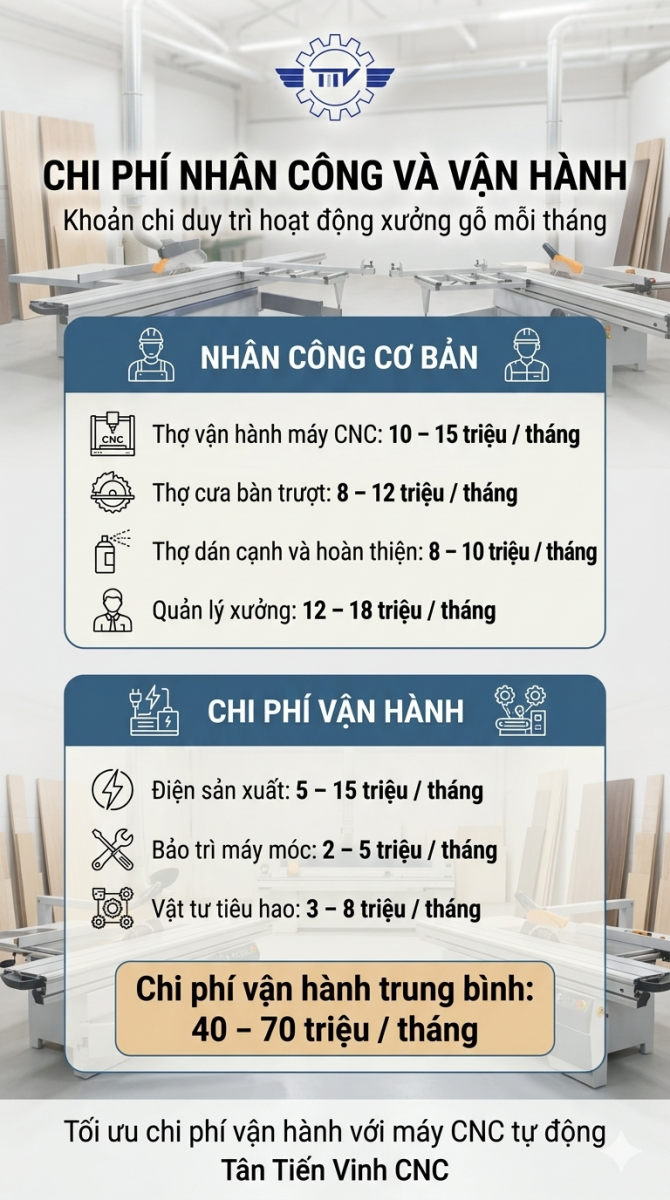 Chi phí vận hành xưởng gỗ