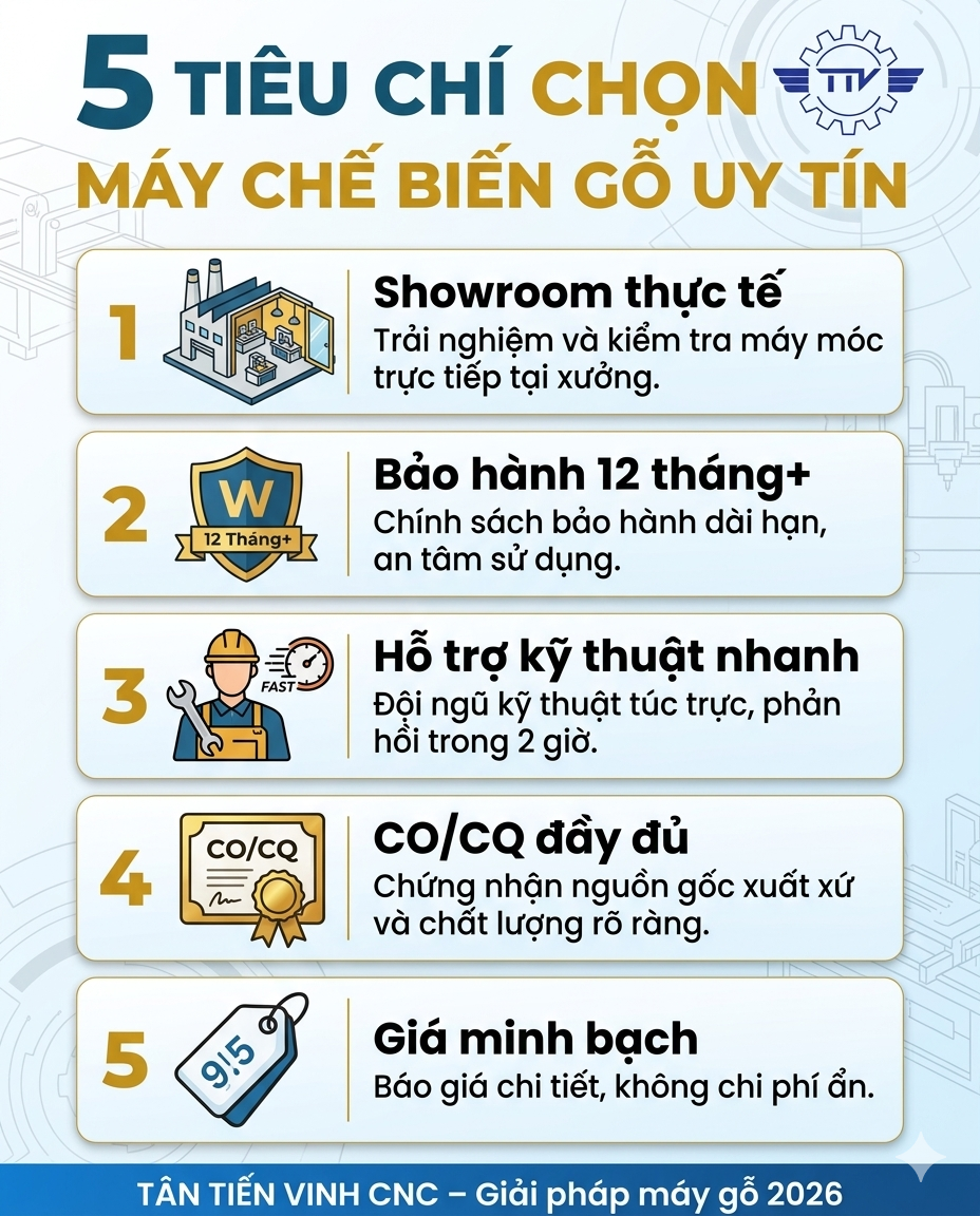 Tiêu chí lựa chọn máy chế biến gỗ