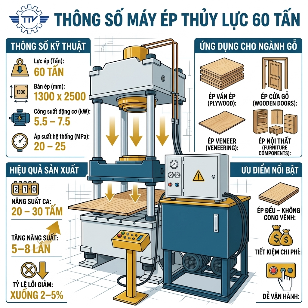 Thông số kỹ thuật máy ép 60 tấn